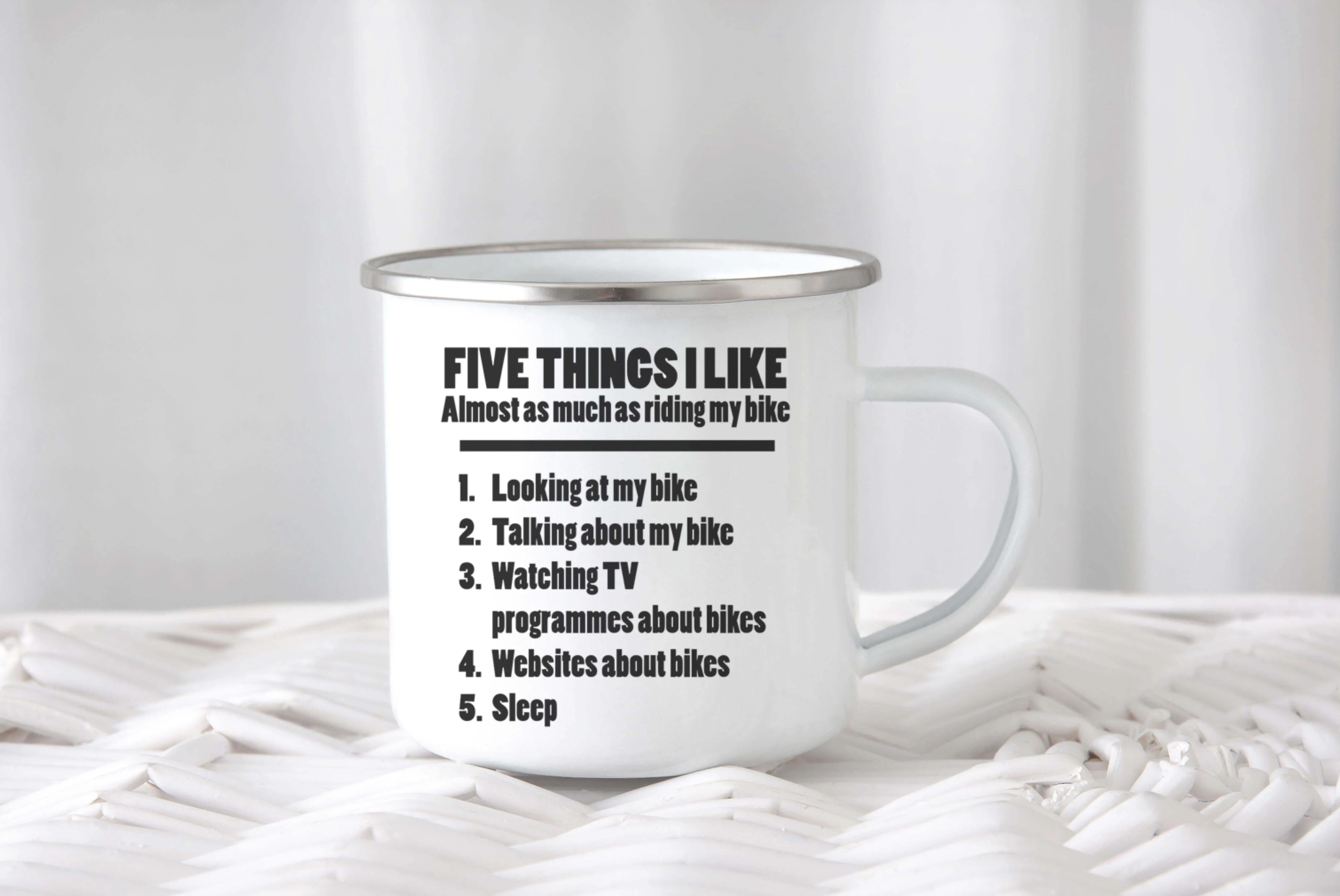 5 Things About My Bike Enamel Mug