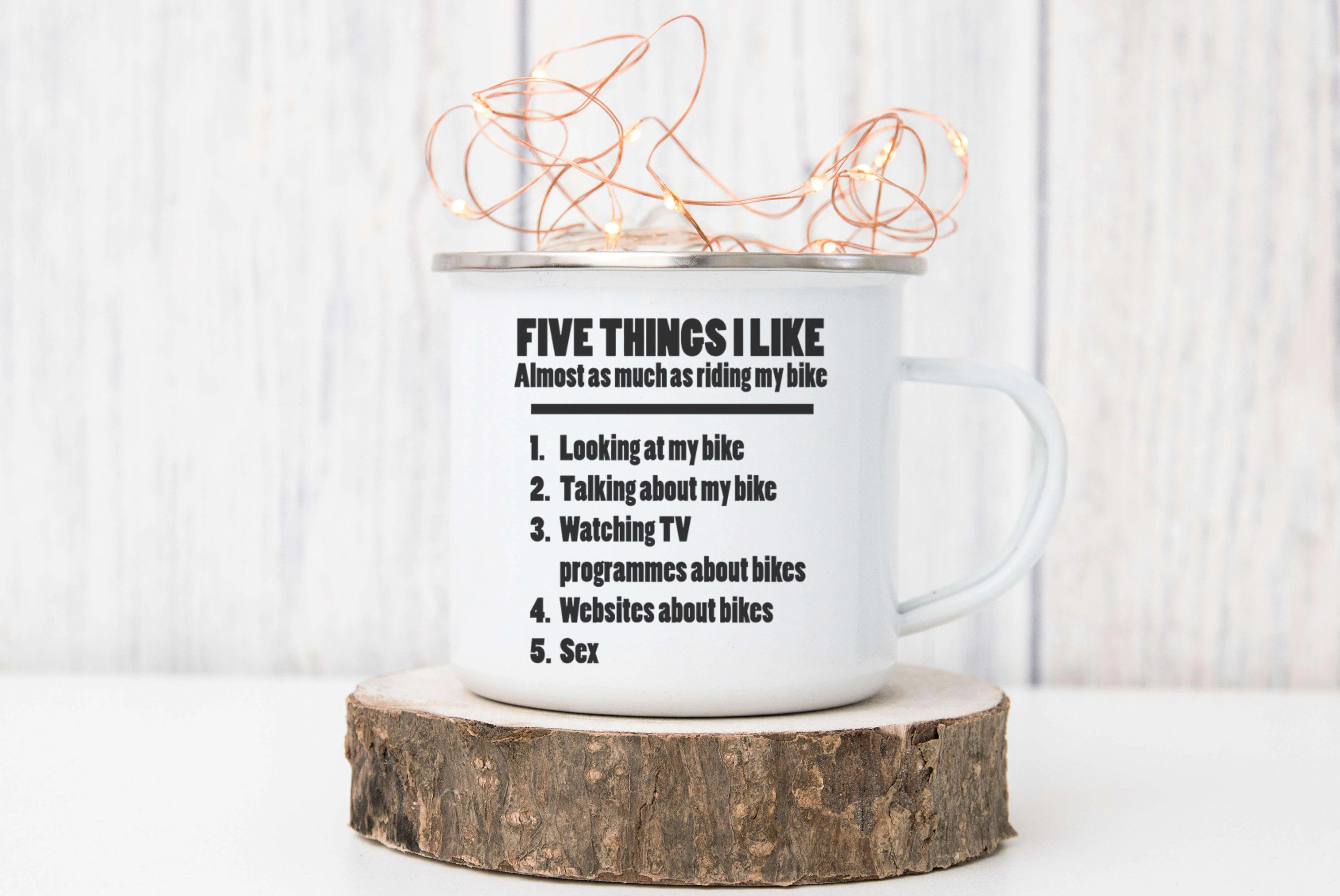 5 Things About My Bike Enamel Mug