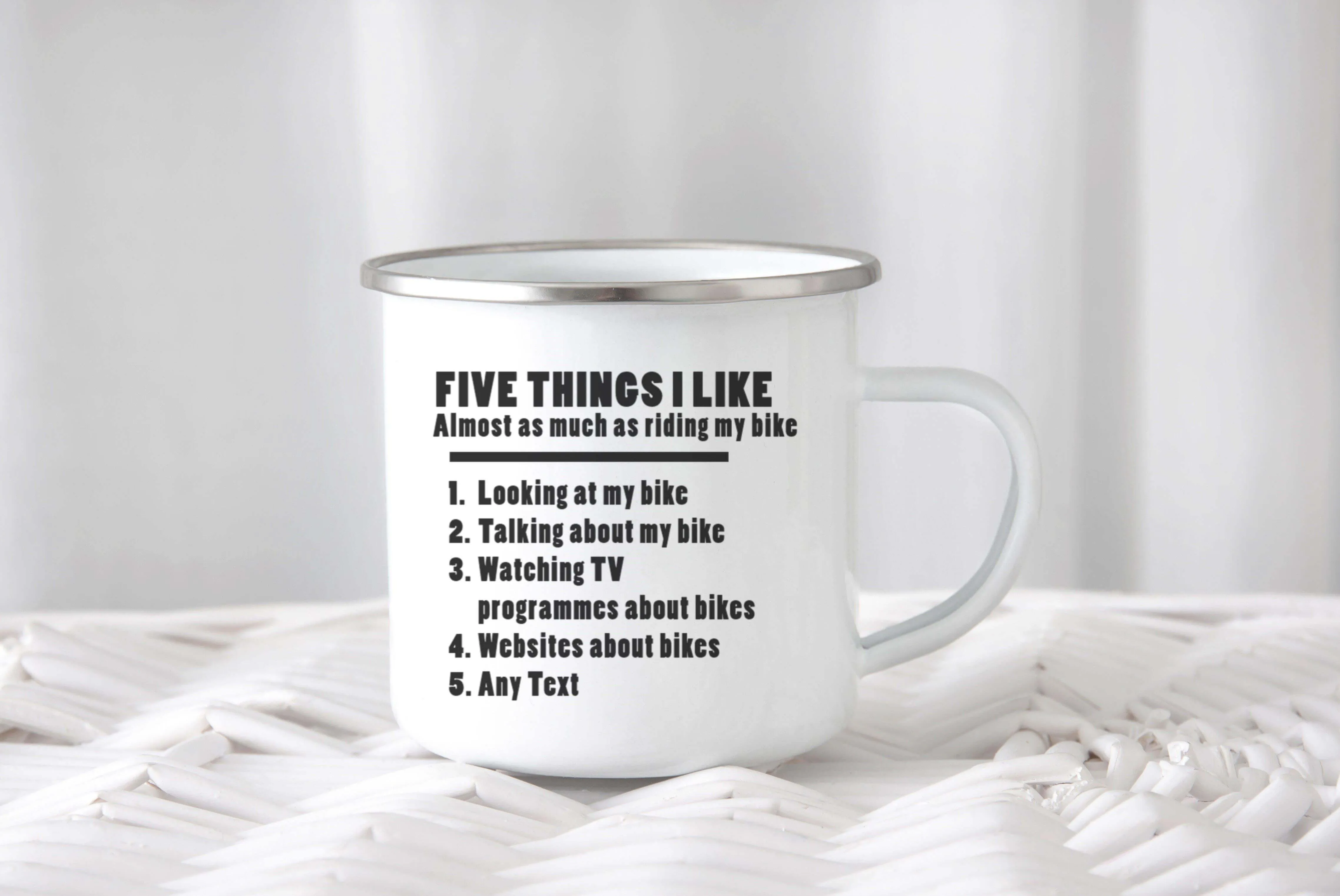 5 Things About My Bike Enamel Mug