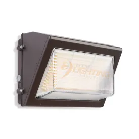 80W-120W Semi-Cutoff LED Wall Pack 3000K-5000K - 100-277VAC Photocell - Striped Glass - Bronze
