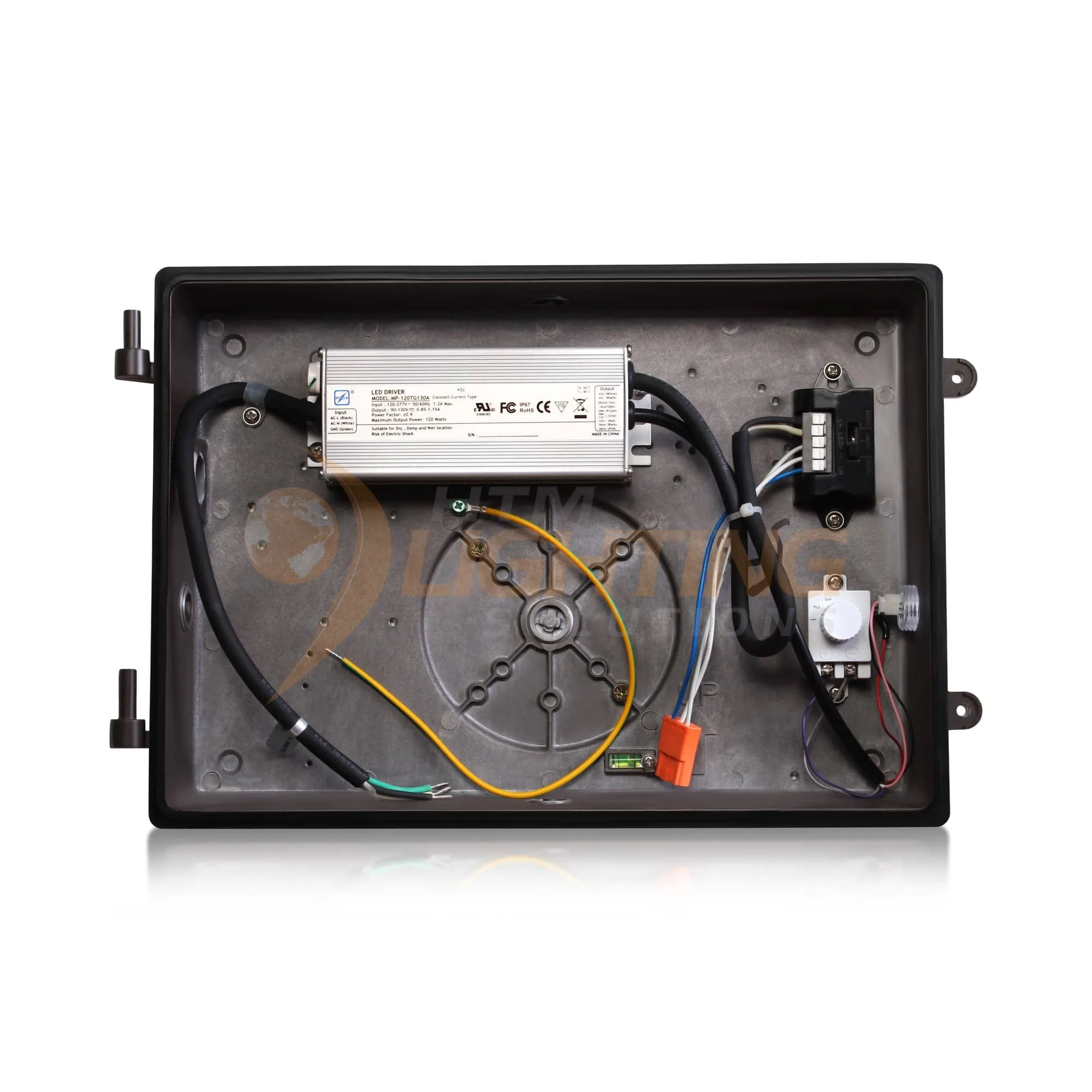 80W-120W Semi-Cutoff LED Wall Pack 3000K-5000K - 100-277VAC Photocell - Striped Glass - Bronze