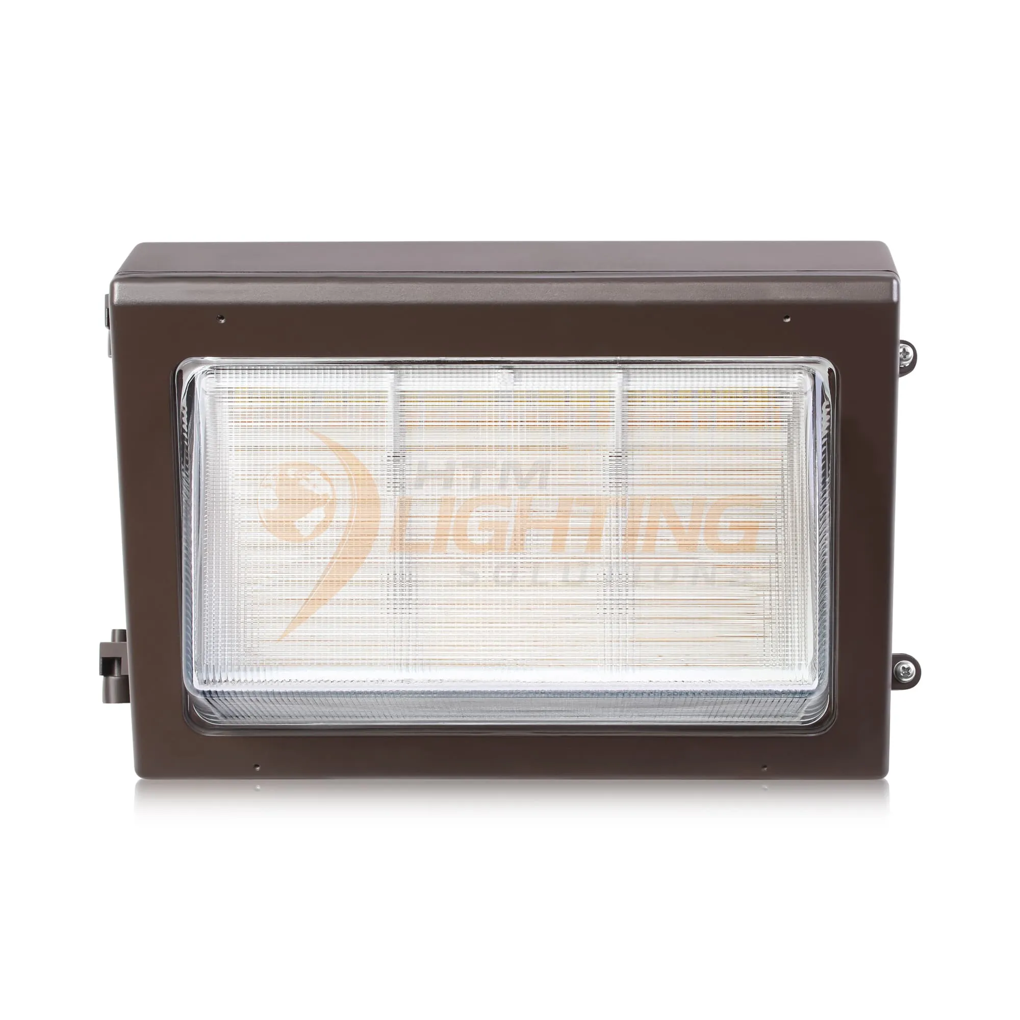 80W-120W Semi-Cutoff LED Wall Pack 3000K-5000K - 100-277VAC Photocell - Striped Glass - Bronze