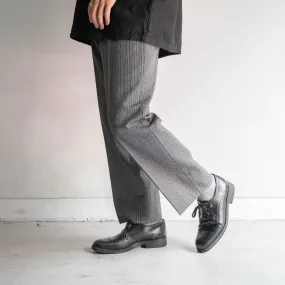 around 1980s Japan vintage gray color striped one tuck wool slacks -light weight-