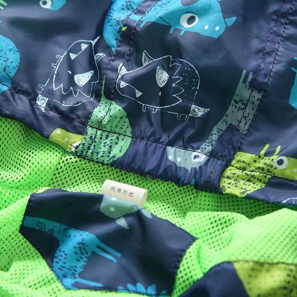 Boys' Hooded Dinosaur Jacket Windbreaker Outerwear