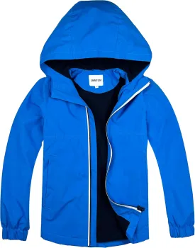 Boys Rain Jackets Lightweight Waterproof Hooded fleece Raincoats Windbreakers for Kids