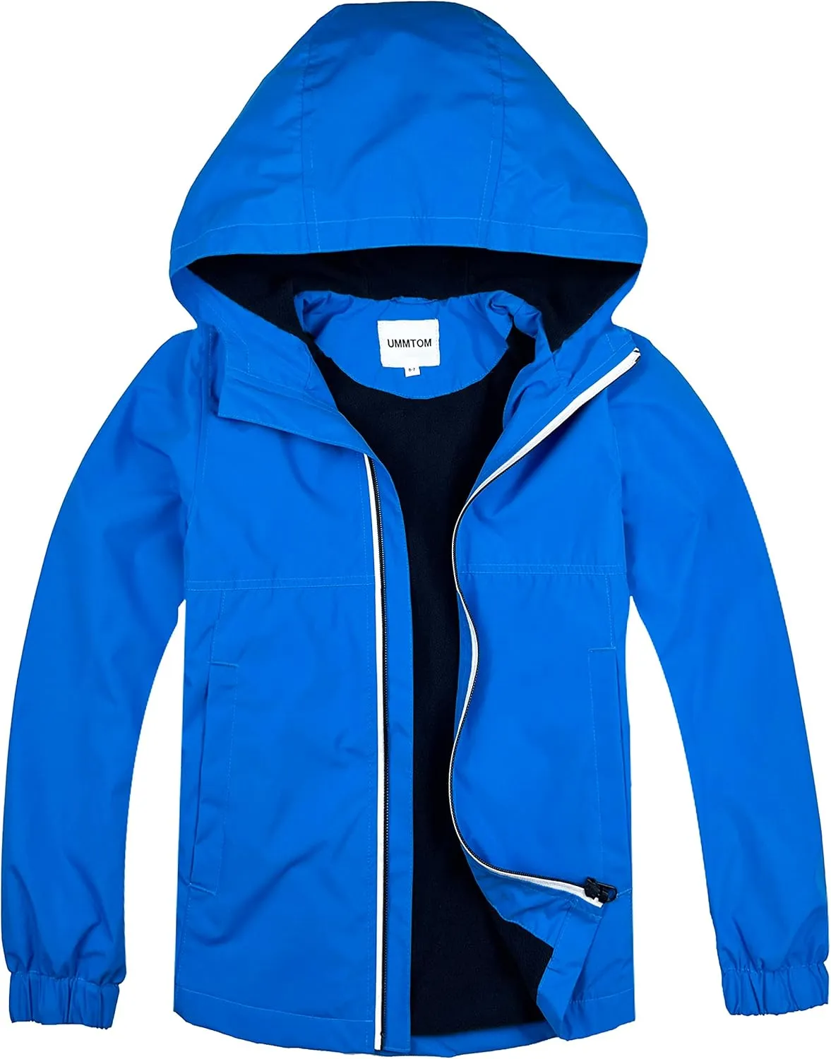 Boys Rain Jackets Lightweight Waterproof Hooded fleece Raincoats Windbreakers for Kids
