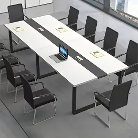 Color-Blocked Rectangle Conference Table with Cable Management for Meeting Rooms and Offices HYZ-1010