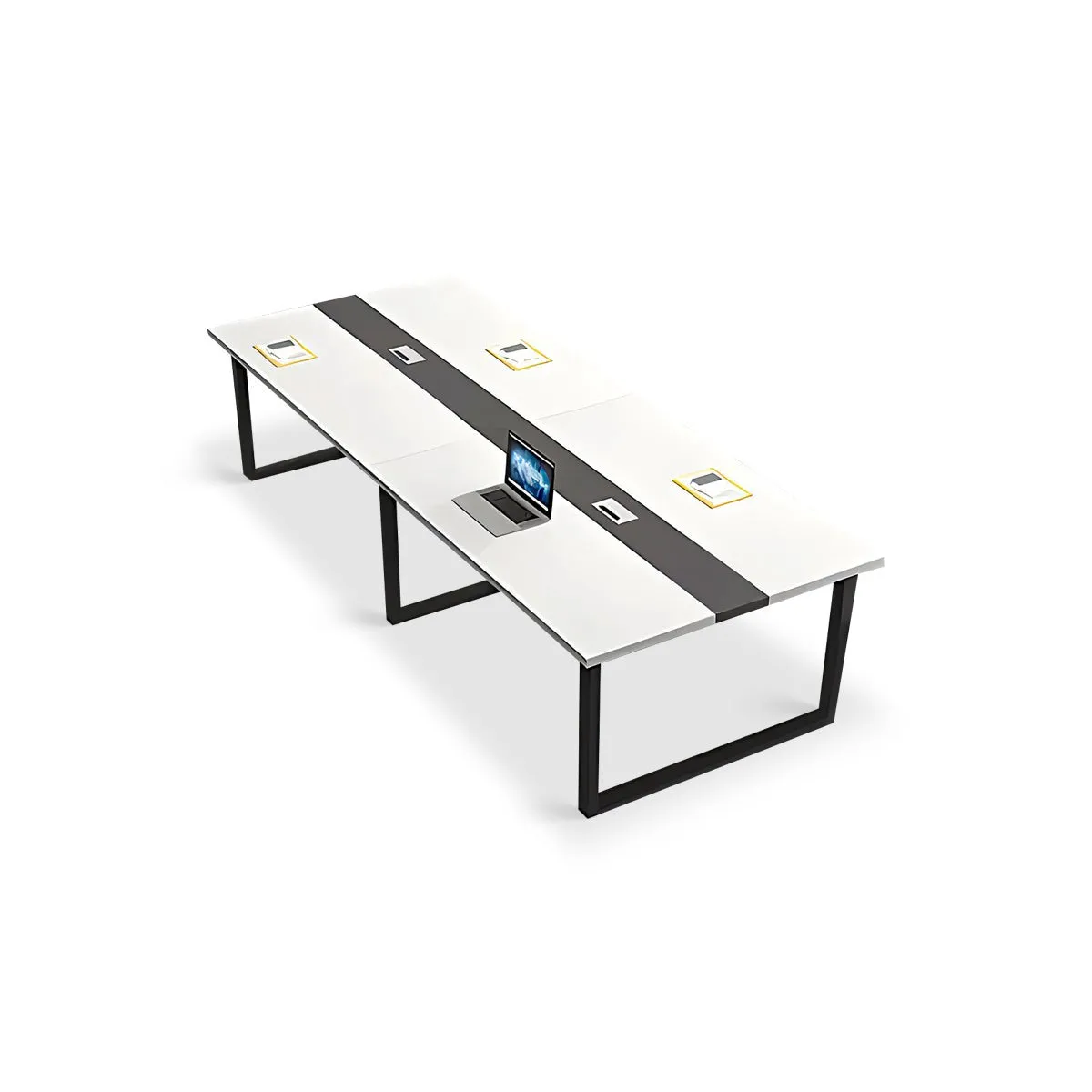 Color-Blocked Rectangle Conference Table with Cable Management for Meeting Rooms and Offices HYZ-1010