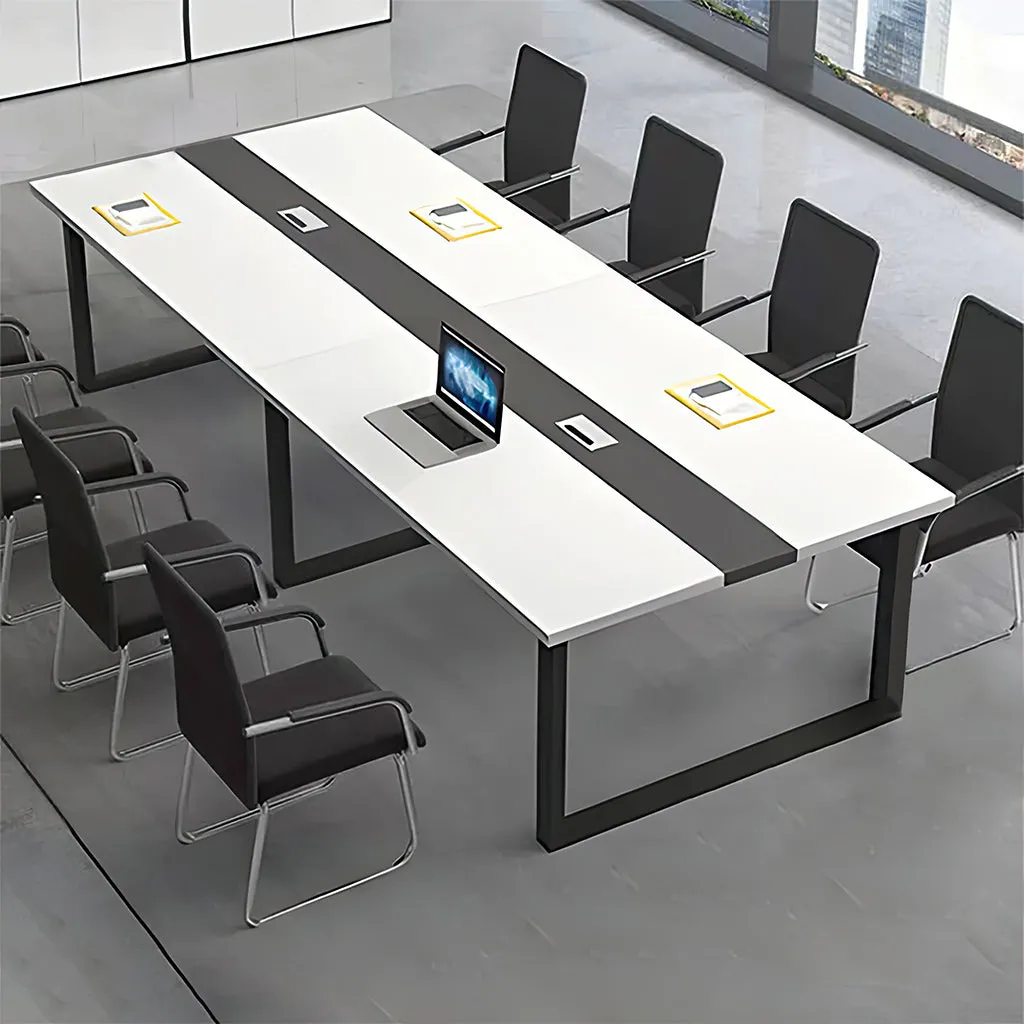 Color-Blocked Rectangle Conference Table with Cable Management for Meeting Rooms and Offices HYZ-1010