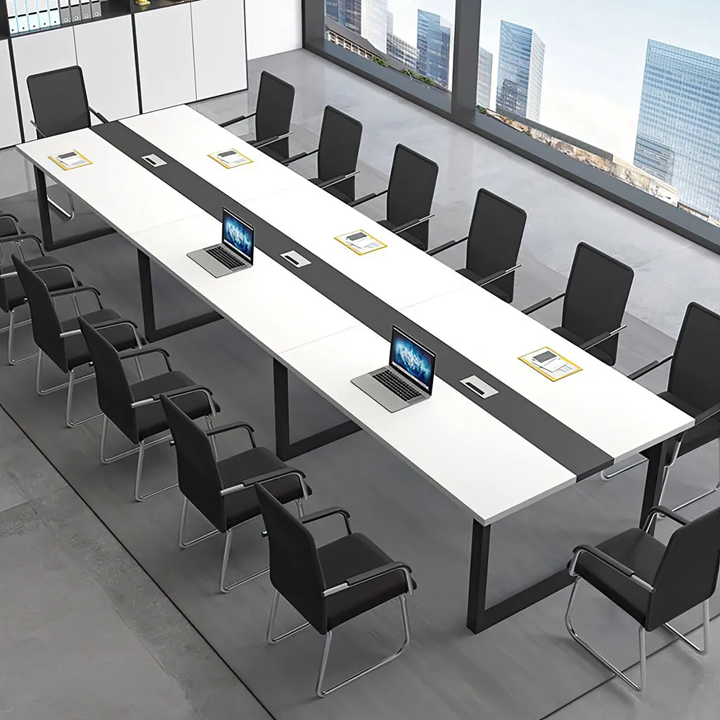 Color-Blocked Rectangle Conference Table with Cable Management for Meeting Rooms and Offices HYZ-1010