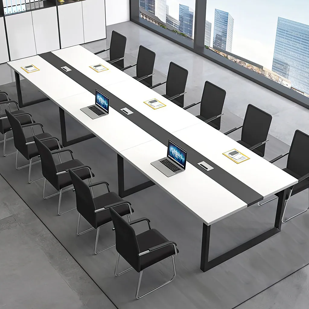 Color-Blocked Rectangle Conference Table with Cable Management for Meeting Rooms and Offices HYZ-1010