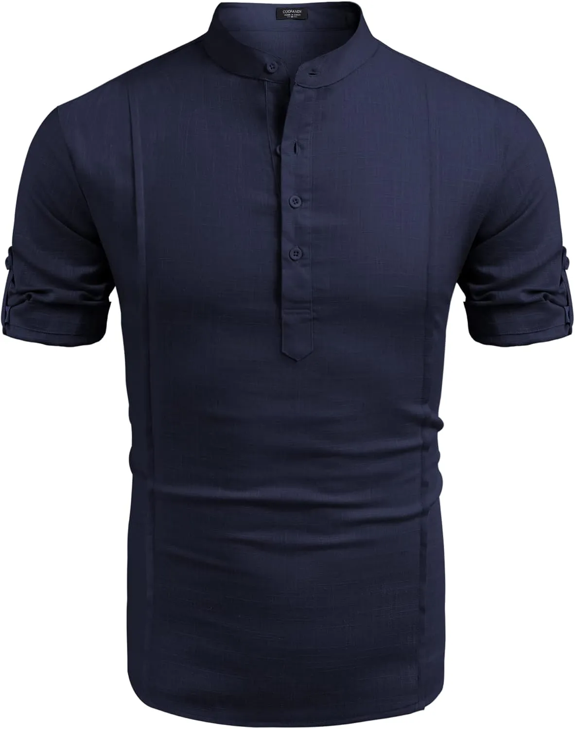 COOFANDY Men's Henley T-Shirts Short Sleeve Casual Button Henley Shirts Band Collar Tee Summer Beach Hippie Shirts