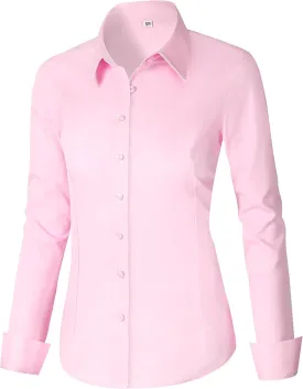 CUNLIN Womens Cotton Button Down Shirts for Women Fitted Long Sleeve Formal Dress Shirt Work Blouses Tops