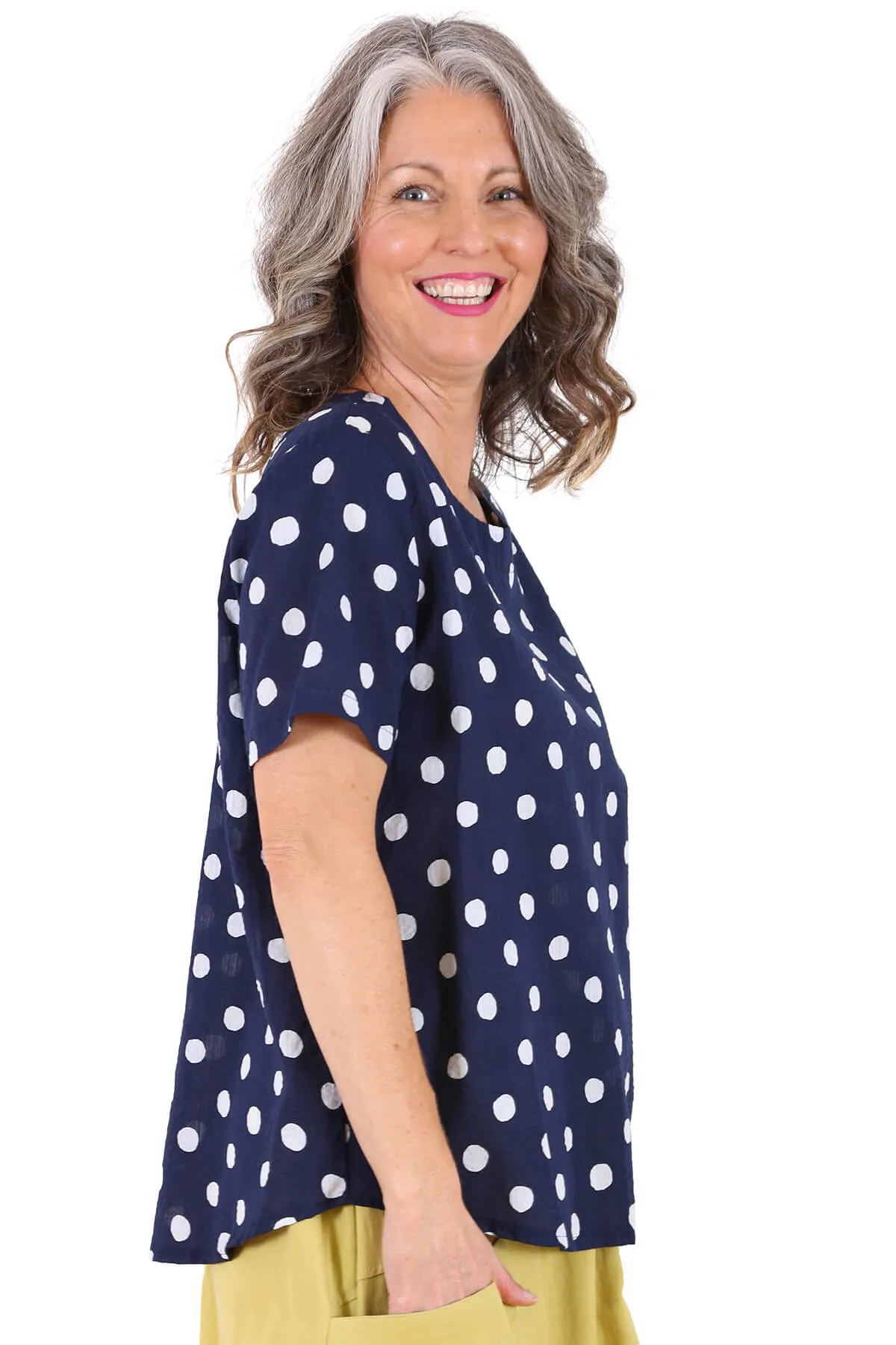 Cyan Spot Top Navy