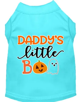 Daddy's Little Boo Screen Print Dog Shirt Aqua Med