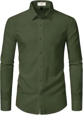 Dress Shirts for Men Stretch Slim Fit Long Sleeve Mens Dress Shirts Casual Business Muscle Fit Button Down Shirts