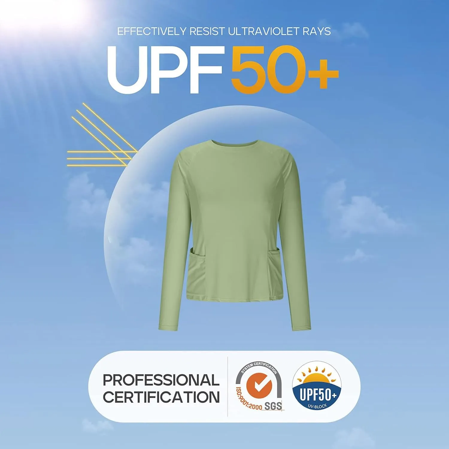 Ice Silk Sun Shirts Women Long Sleeve Rash Guard SPF UV Protection Workout Tops with Pockets Quick Dry Hiking Shirt