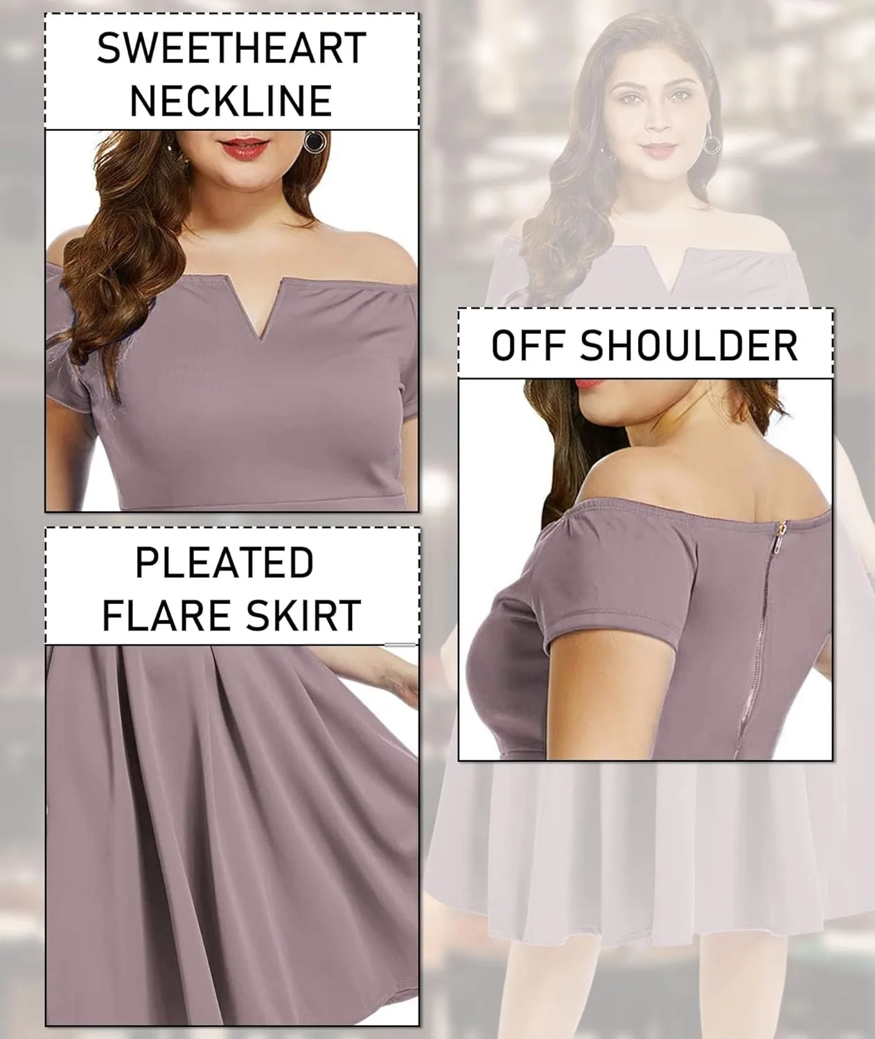 LALAGEN Women's Plus Size Vintage 1950s Party Cocktail Wedding Swing Midi Dress
