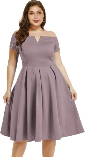 LALAGEN Women's Plus Size Vintage 1950s Party Cocktail Wedding Swing Midi Dress