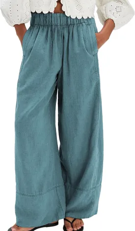 Linen Pants for Women Cotton Baggy Boho Casual Palazzo Pants Wide Leg Long Lounge Trousers with Pockets