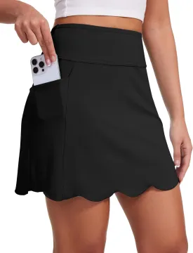 M MOTEEPI Skorts for Woman with Pockets 16" Golf Athletic Skirts Scalloped Hem Tennis Skirt Dressy Casual