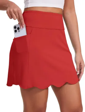 M MOTEEPI Skorts for Woman with Pockets 16" Golf Athletic Skirts Scalloped Hem Tennis Skirt Dressy Casual
