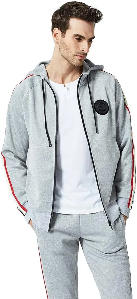 MANTORS Men's Hooded Athletic Tracksuit Full Zip Casual Jogging Gym Sweat Suits