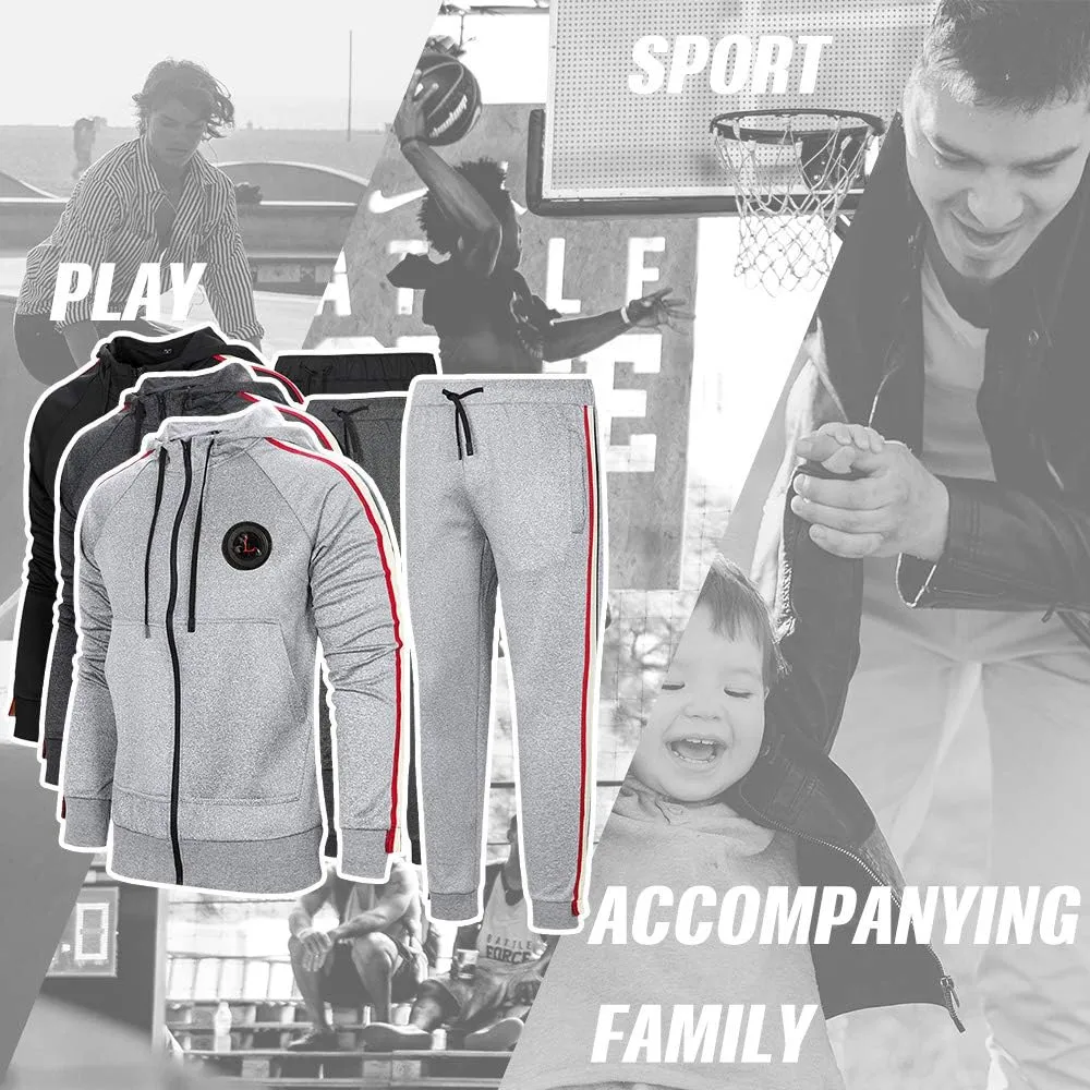 MANTORS Men's Hooded Athletic Tracksuit Full Zip Casual Jogging Gym Sweat Suits