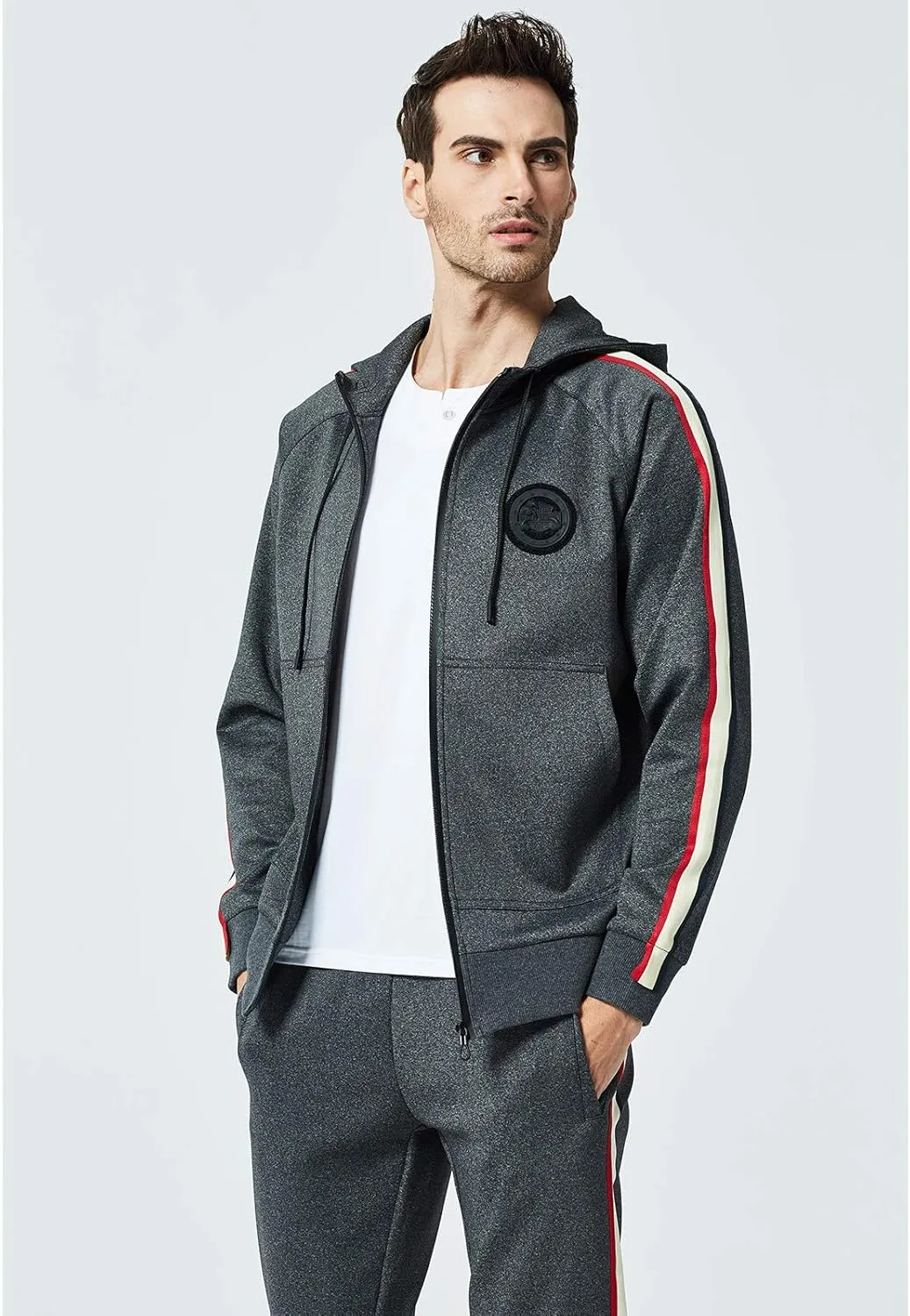 MANTORS Men's Hooded Athletic Tracksuit Full Zip Casual Jogging Gym Sweat Suits