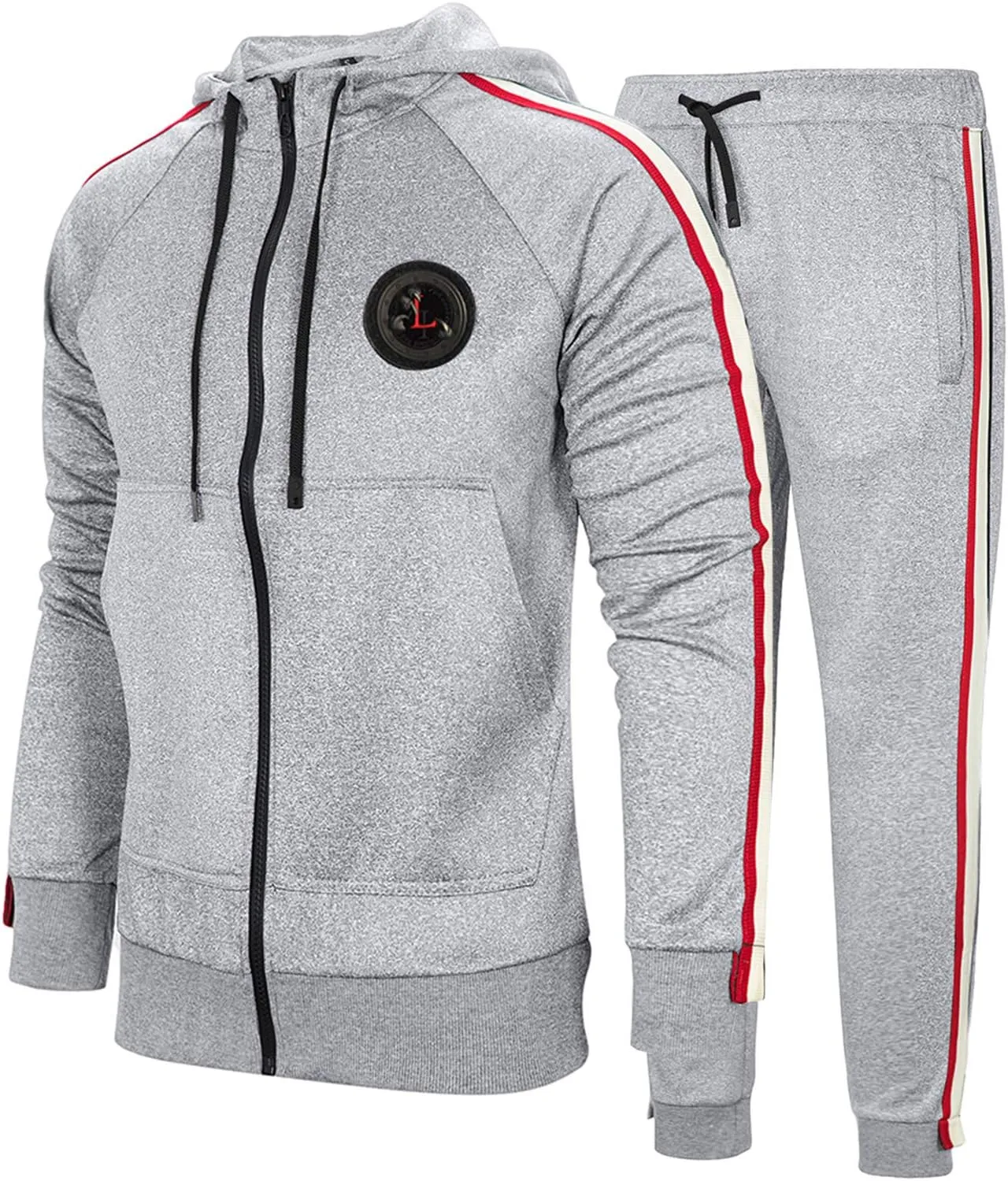 MANTORS Men's Hooded Athletic Tracksuit Full Zip Casual Jogging Gym Sweat Suits