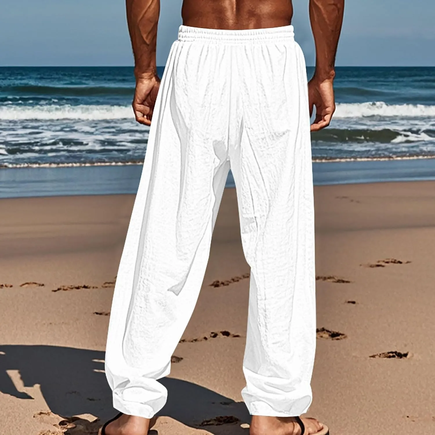 Men's Hawaiian Tropical Leaf Sweatpants Beach Vacation Lounge Pants Breathable Relaxed Fit Comfy Drawstring Casual