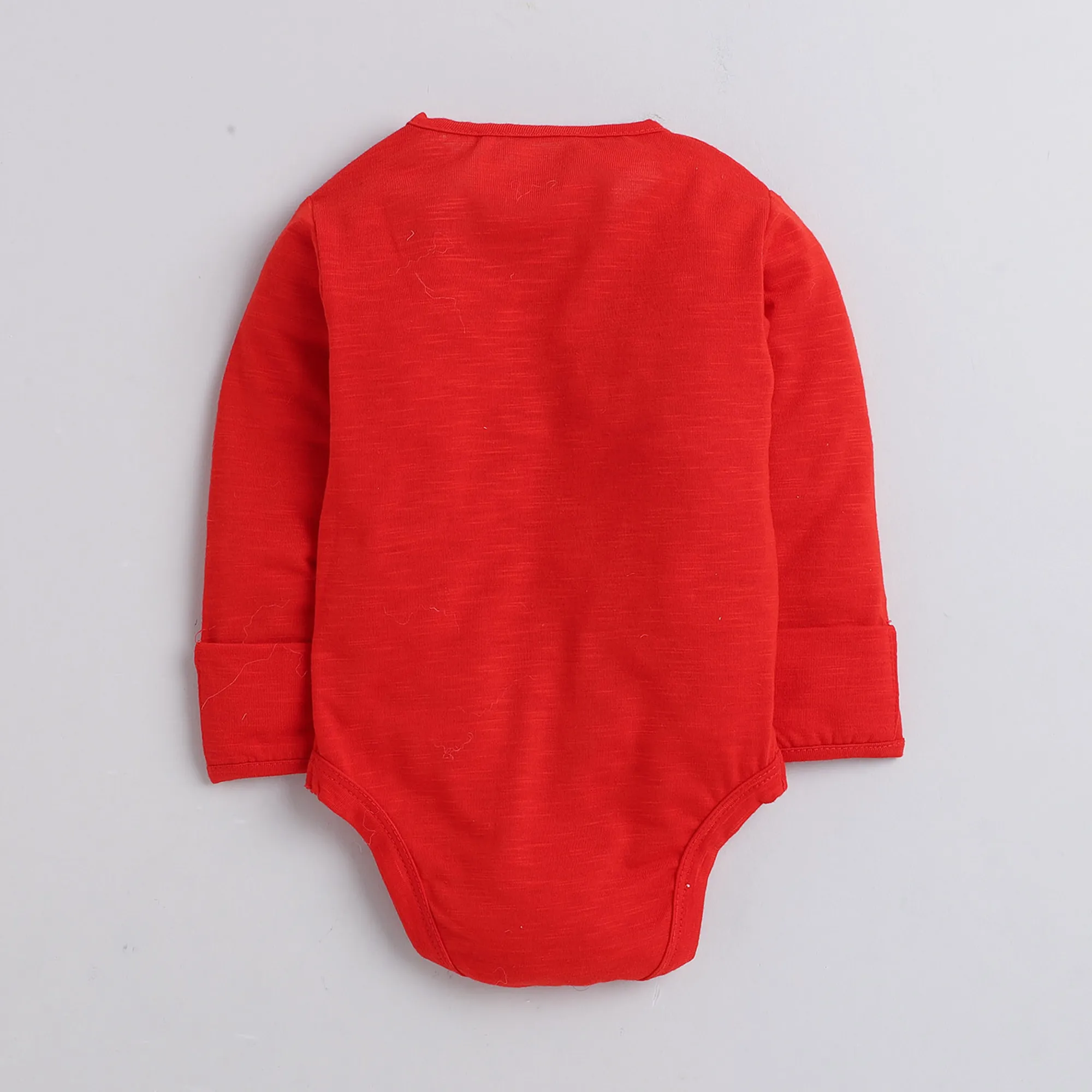 Polka Tots Full Sleeves Raining Cloud Printed Onesie - Red