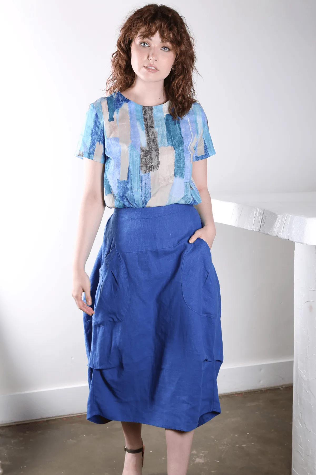 Providencia Top Lagoon Blue in Cotton
