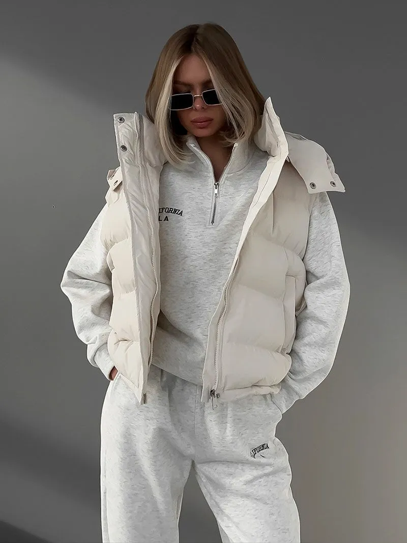 Quilted Hooded Gilet Puffy Quilted Vest Bodywarmer