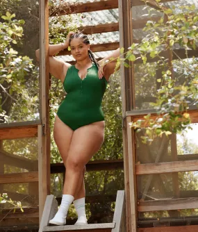 The Malibu One Piece - Eco Nylon - Pesto - Classic