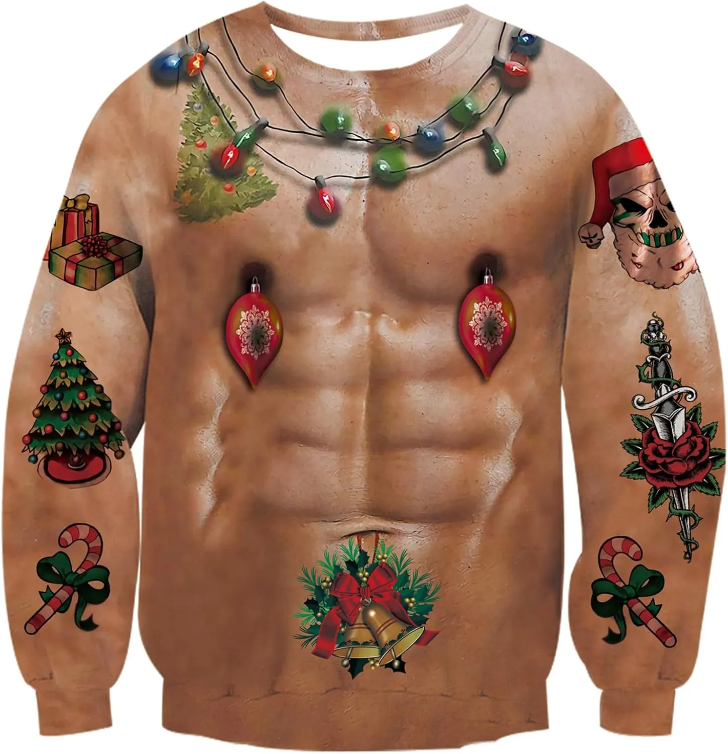 uideazone Unisex Ugly Christmas Sweater 3D Printed Funny Crewneck Pullover Sweatshirts for Xmas Party Celebration