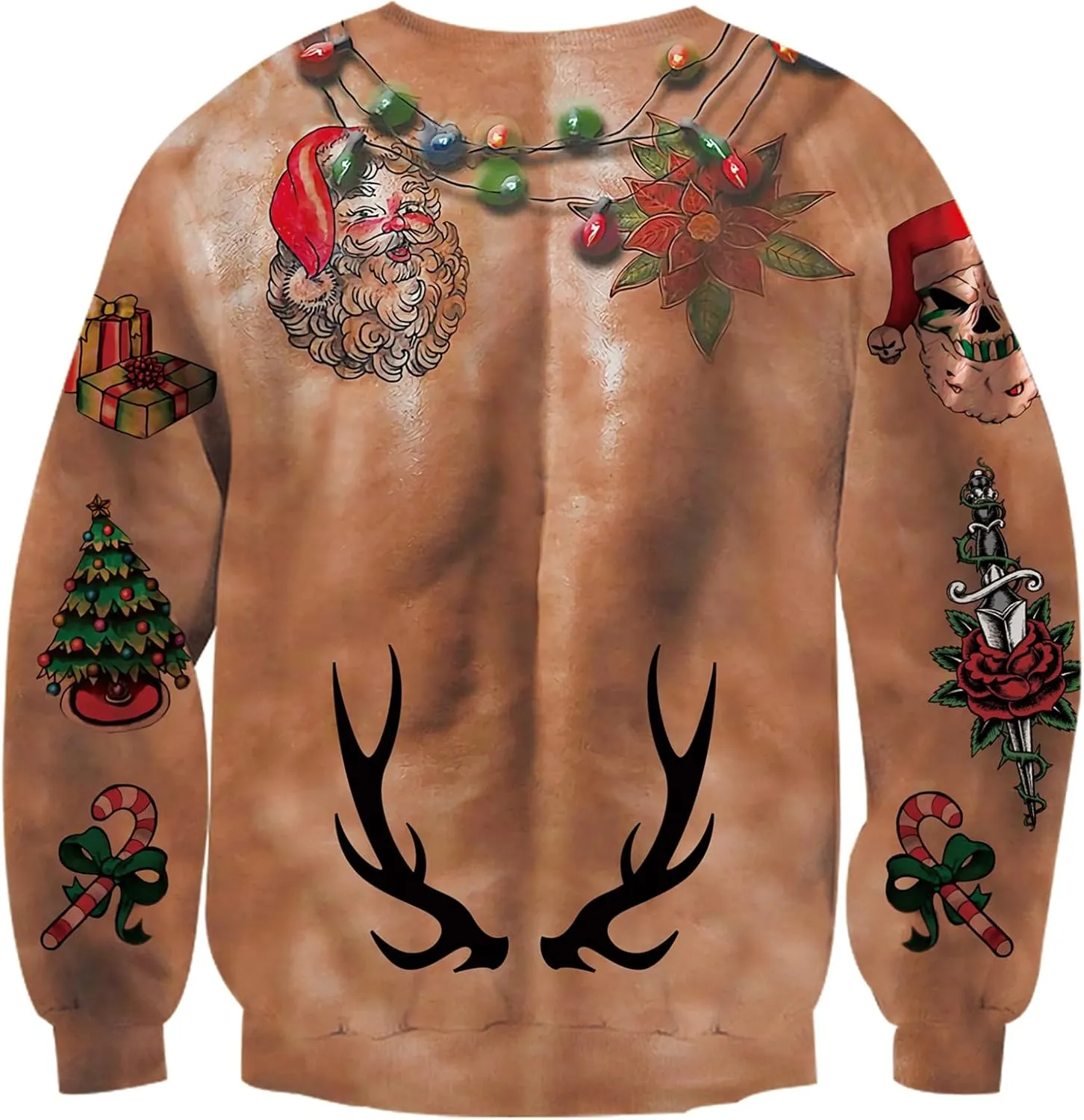 uideazone Unisex Ugly Christmas Sweater 3D Printed Funny Crewneck Pullover Sweatshirts for Xmas Party Celebration