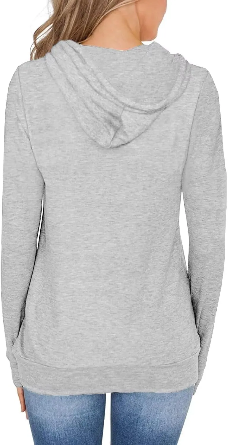 Women's Long Sleeve Hoodies Tops Lightweight Hooded Sweatshirts Pullover Casual Tunic Shirts with Pocket