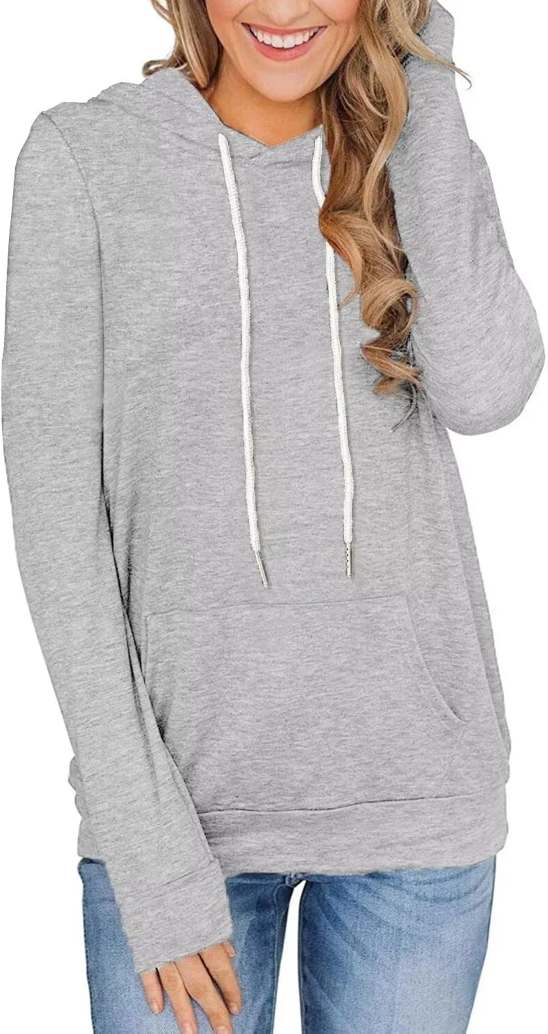 Women's Long Sleeve Hoodies Tops Lightweight Hooded Sweatshirts Pullover Casual Tunic Shirts with Pocket