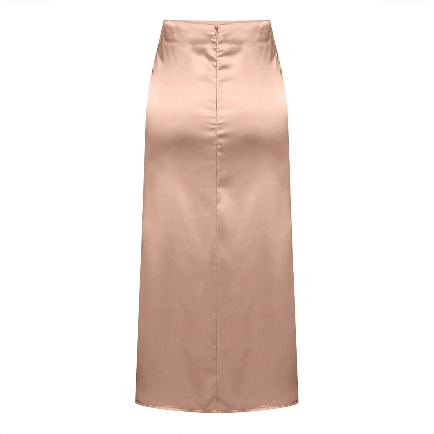 Womens Satin Skirts Business Casual Silk Midi Skirt High Waisted Long Skirts Solid Color Elegant Pencil Work Skirts