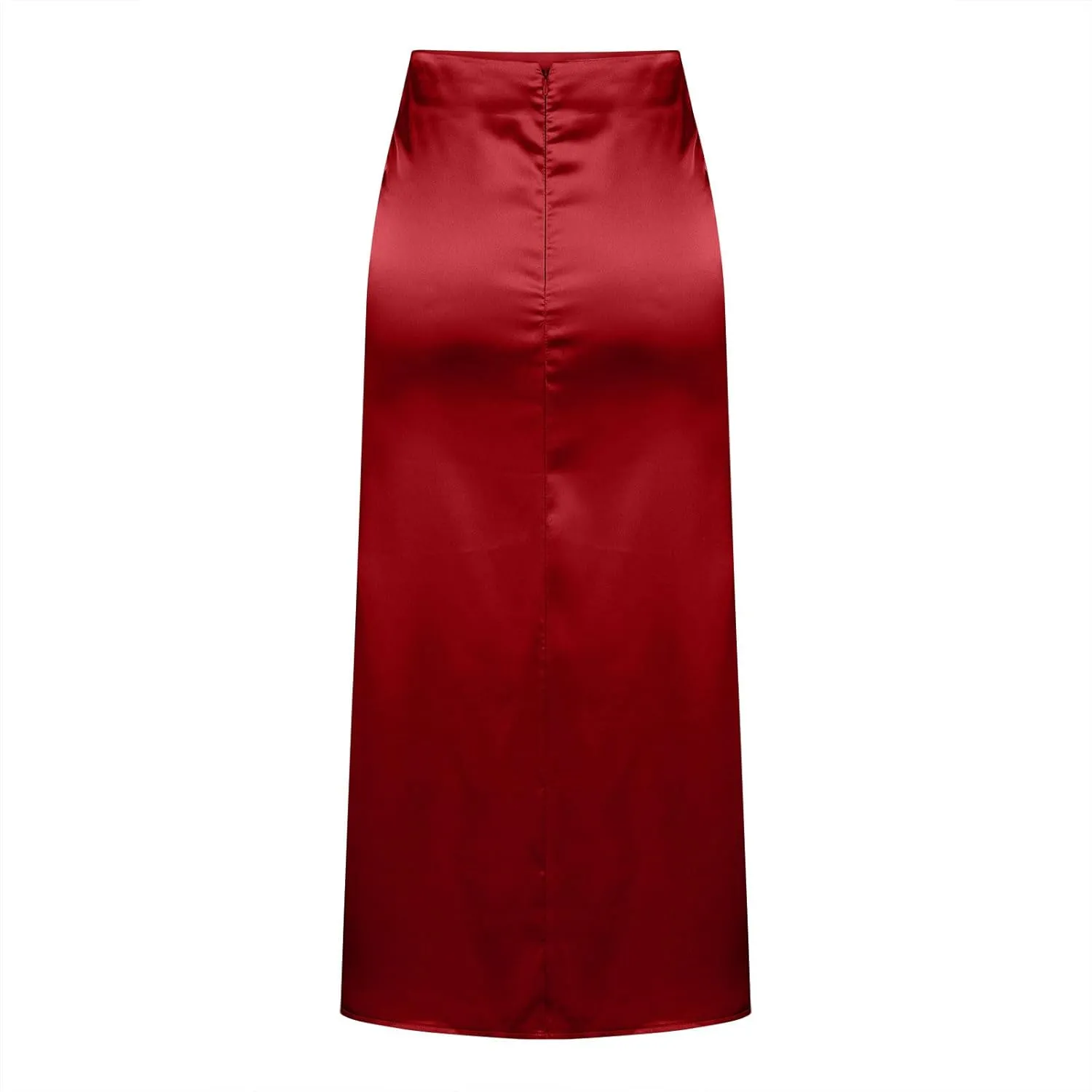 Womens Satin Skirts Business Casual Silk Midi Skirt High Waisted Long Skirts Solid Color Elegant Pencil Work Skirts